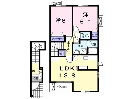 TAKASAKI TOTTOS2(2LDK/2階)の間取り写真