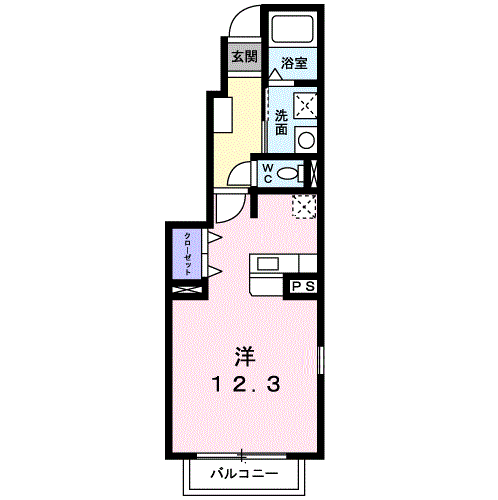 プラシードTAKA(ワンルーム/1階)の間取り写真