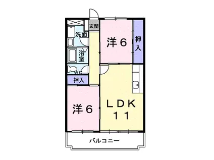 アーバンK・F(2LDK/4階)の間取り写真