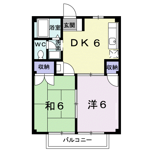 グランドール Ⅱ(2DK/2階)の間取り写真