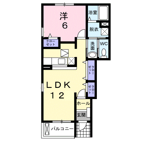 ゴールドグレイスⅡ(1LDK/1階)の間取り写真