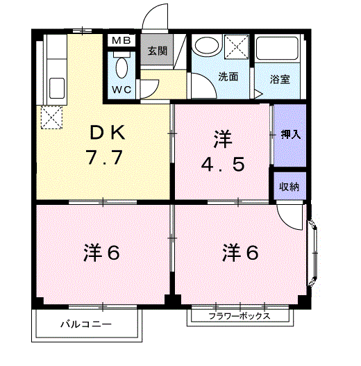 MT21 B(3DK/2階)の間取り写真