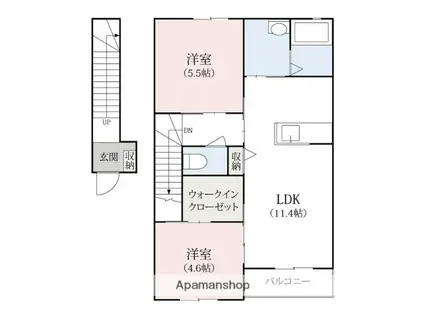 チュイルD棟(2LDK/2階)の間取り写真