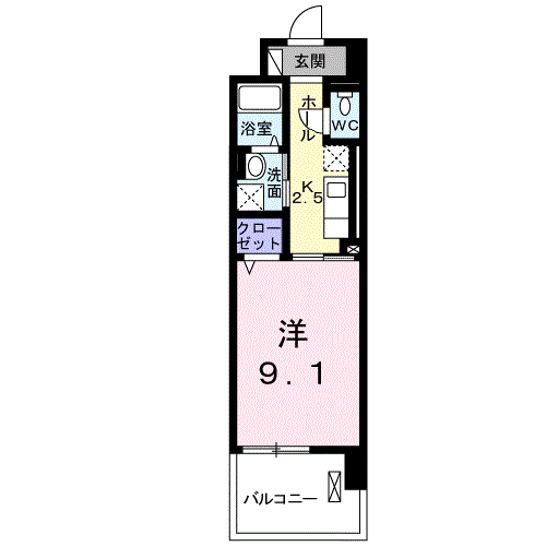 ヴァンベ-ル(1K/1階)の間取り写真