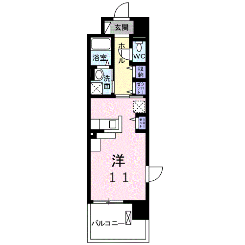 ヴァンベ-ル(ワンルーム/3階)の間取り写真