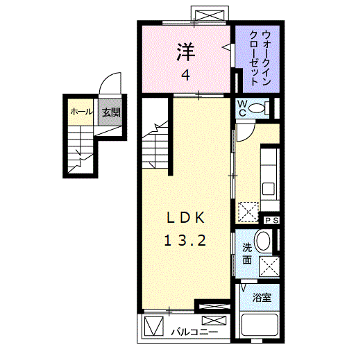 YSアビタシオン(1LDK/4階)の間取り写真