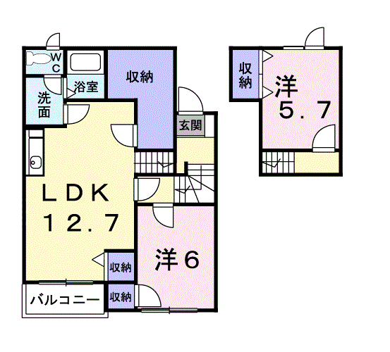 デイブレイクT(2LDK/2階)の間取り写真