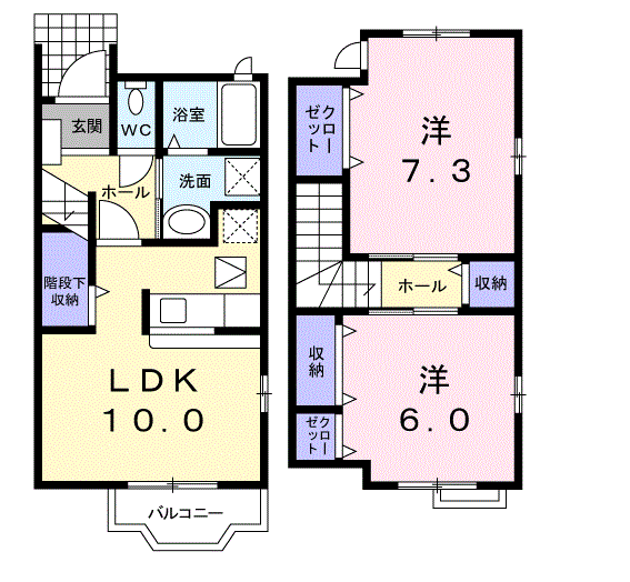 クラールブライト(2LDK/1階)の間取り写真