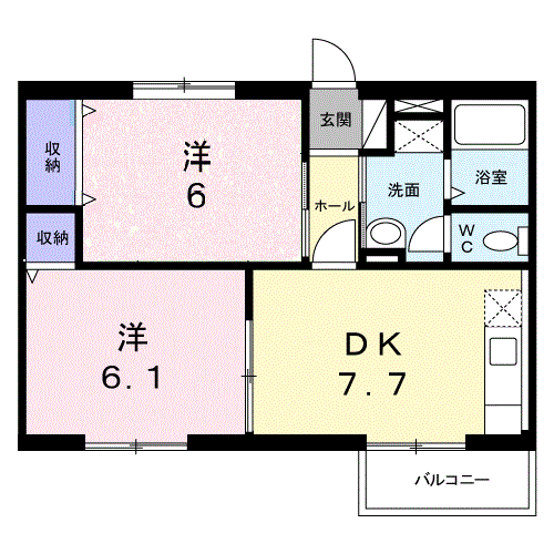 エトワール畔見 C(2DK/2階)の間取り写真