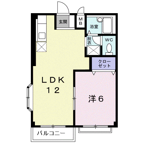 とまとハイツⅡ(1LDK/1階)の間取り写真