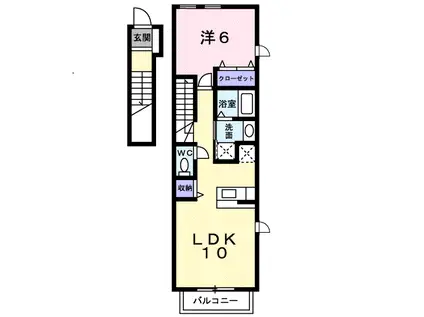 ローズガーデンイースト(1LDK/2階)の間取り写真
