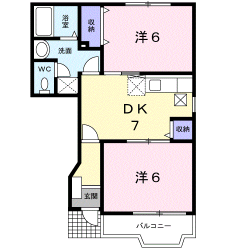 プチシャン・ヴィラ(2DK/1階)の間取り写真