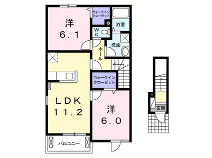 ライフエリートⅡ(2LDK/2階)の間取り写真