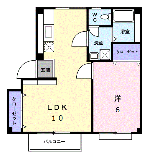 カサベルデⅠ(1LDK/1階)の間取り写真
