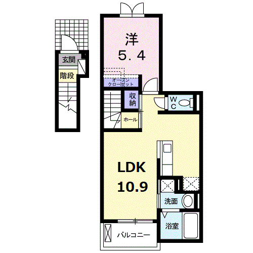 メゾン柊(1LDK/2階)の間取り写真