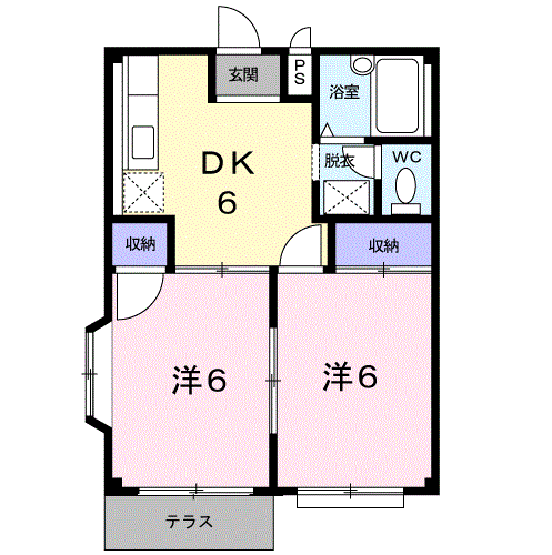 ファミールメゾンPⅢ(2DK/1階)の間取り写真