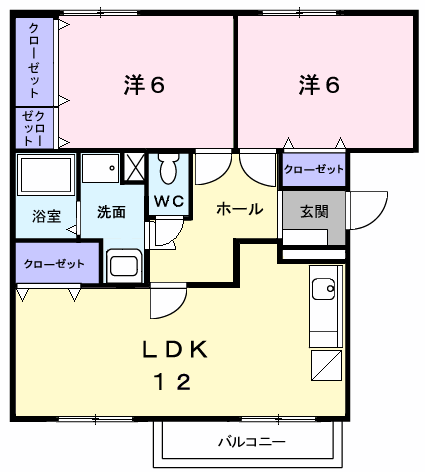 ソミュール匠(2LDK/2階)の間取り写真