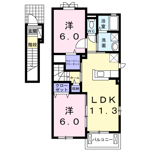 レガシ-(2LDK/2階)の間取り写真
