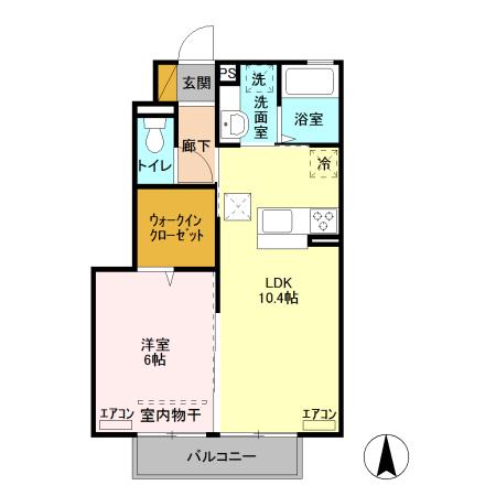 グリーングラス(1LDK/1階)の間取り写真