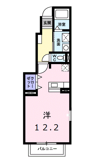 ネオ・チェリッシュⅡ(ワンルーム/1階)の間取り写真