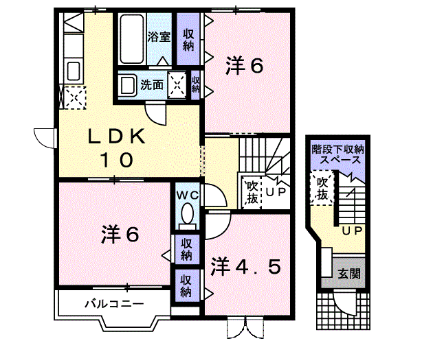 メゾンシャンポリオン C(3LDK/2階)の間取り写真