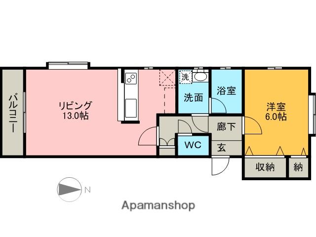 プラムハイツB(1LDK/1階)の間取り写真