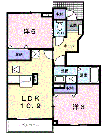 セルカ・エスタシオンA(2LDK/1階)の間取り写真