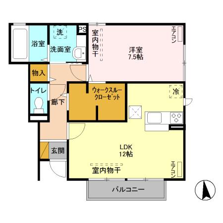 グレイスベル Ⅰ(1LDK/1階)の間取り写真