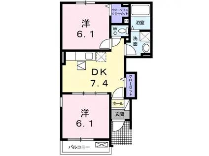 フラン カーサⅡ(2DK/1階)の間取り写真