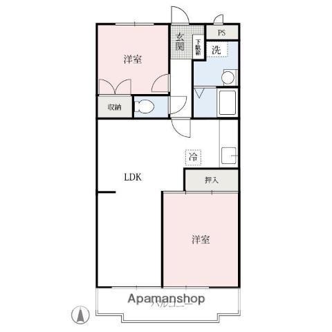 パールマンション八千代館(2LDK/1階)の間取り写真