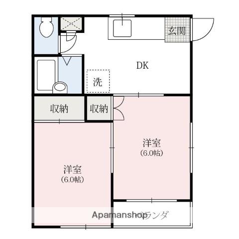 アネックス高崎21(2DK/2階)の間取り写真