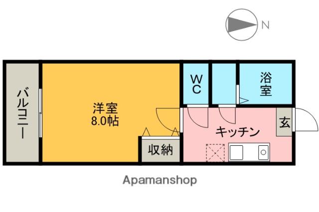 エールⅡ(1K/1階)の間取り写真