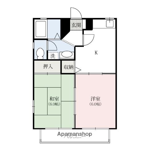 エスリック・ロイヤル(2DK/2階)の間取り写真