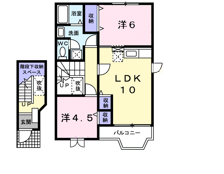 ひまわりⅢ(2LDK/2階)の間取り写真