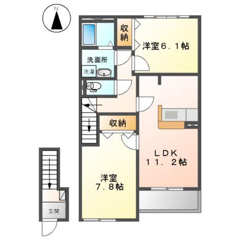 プラケーレ(2LDK/2階)の間取り写真