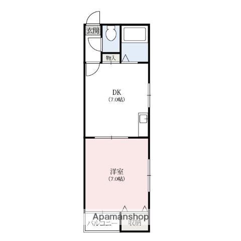 KABEホームズⅡ(1DK/1階)の間取り写真