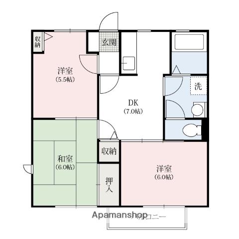 アークティック・ベイ(3DK/2階)の間取り写真