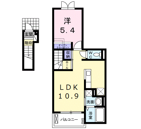 LA BELLEZZA(1LDK/2階)の間取り写真
