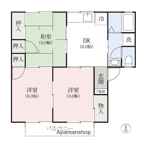 メゾンドパークス(3DK/1階)の間取り写真