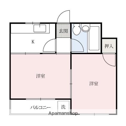 JOYハイツ大橋(2K/2階)の間取り写真