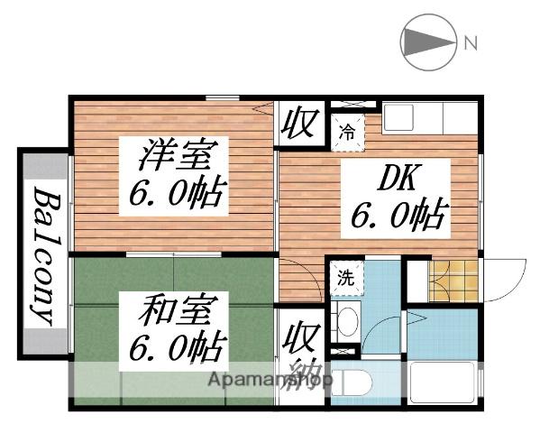 セジュール箕郷A(2DK/2階)の間取り写真
