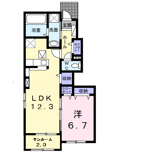リポーゾ(1LDK/1階)の間取り写真
