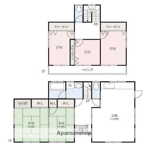上越線 群馬総社駅 徒歩90分 2階建 築29年(5LDK)の間取り写真