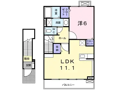 サンパティーク ヴィラ Ⅱ(1LDK/2階)の間取り写真