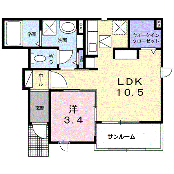 ニューメゾン(1LDK/1階)の間取り写真