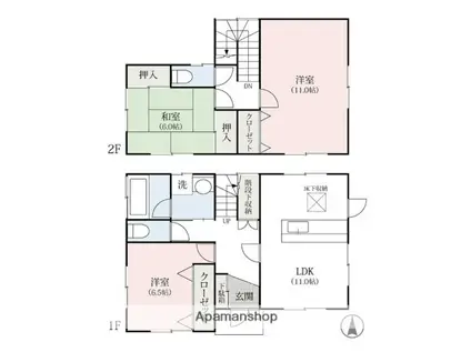 上信電鉄上信線 上州一ノ宮駅 徒歩37分 2階建 築33年(3LDK)の間取り写真