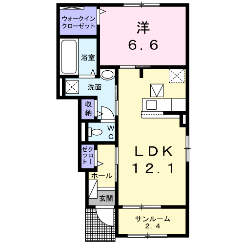 サニーガーデン Ⅱ(1LDK/1階)の間取り写真