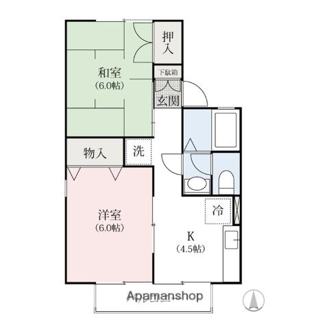 リビエールS(2K/1階)の間取り写真