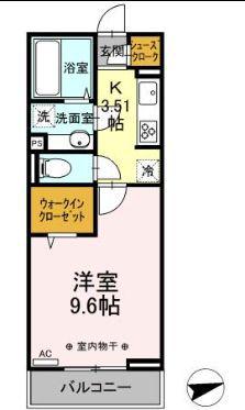 アーバンブリッジ(1K/2階)の間取り写真