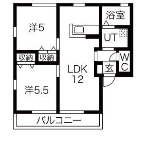 コスモハイムIIB(2LDK/2階)の間取り写真